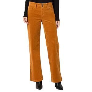 St. John's Bay Womens Mid Rise Wide Leg Corduroy Brown Pant Size 4